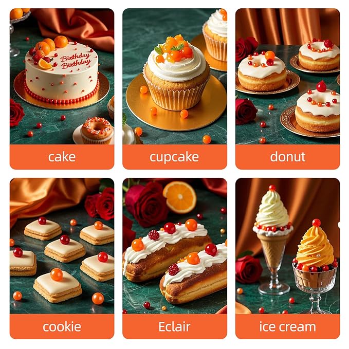 Edible Orange Pearls Sprinkles,Fall and Halloween Harvest Pearl Sugar Sprinkles,Mix Size,130g/4.58oz,Baking Edible Cake Decorations,Pastel Decorating,Cupcake Toppers,Cookie Decorating Donuts Ice Cream Toppings,Wedding Party Christmas Supplies