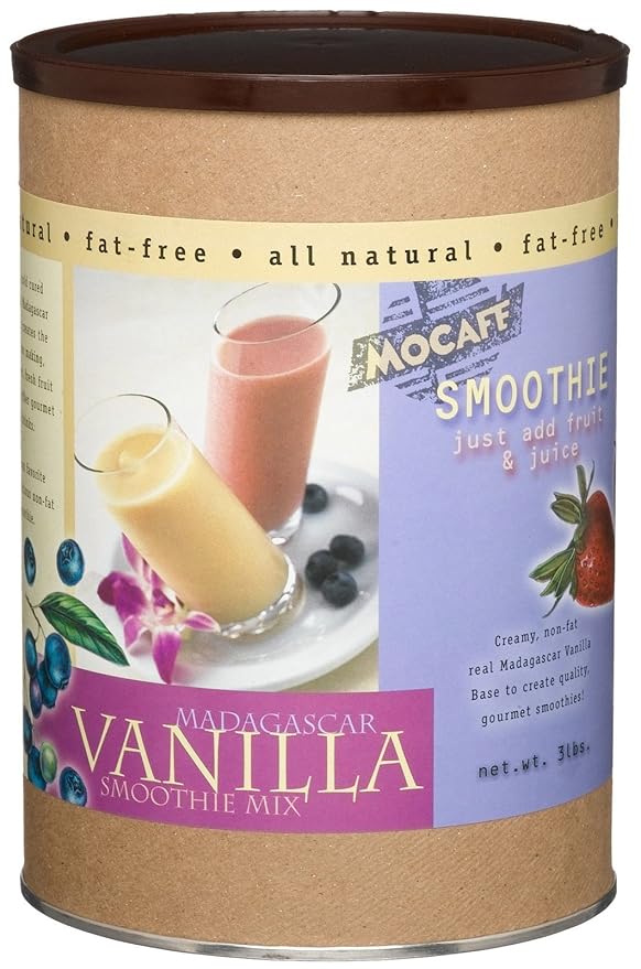 MOCAFE Vanilla Smoothie Mix, Madagascar Powder for Fruit Smoothies and Blended Ice Drinks, 3lb Tin Can