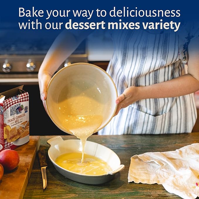 Calhoun Bend Mill Variety Bundle Mixes | Easy to Make Homemade Dessert for Apples, Peaches, Berries | Ideal for Gourmet Baking and Dessert Delights | Apple Crisp Mix - 8 Oz + Peach Cobbler Mix - 8 Oz