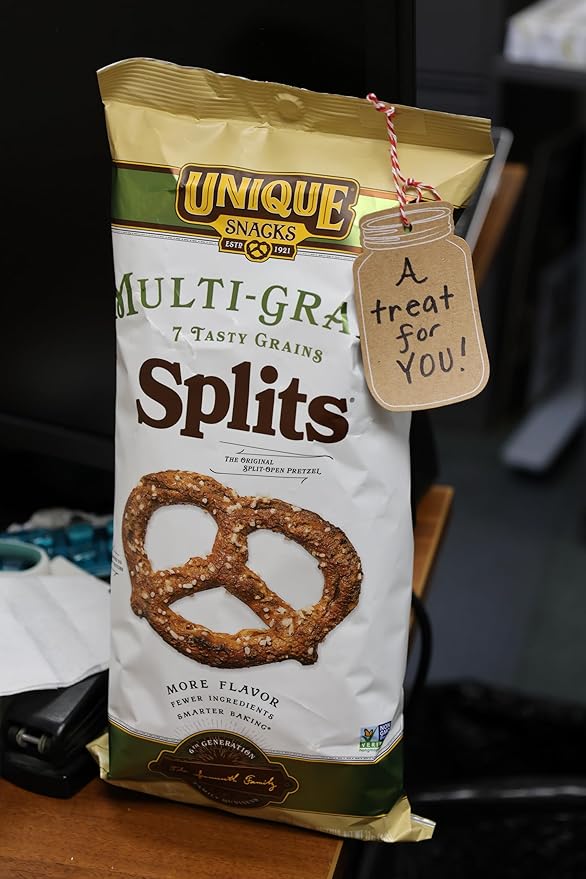 Unique Snacks - Multi Grain Splits Pretzels, Homestyle Baked, Certified OU Kosher and non-GMO, 11 oz Bag (6 pack) No artificial flavors 66 Ounce