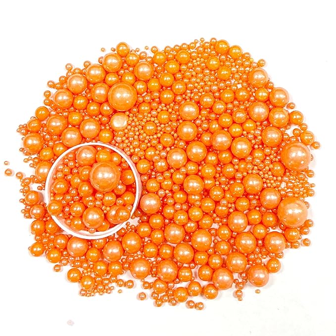 Sprinkles Edible Orange Pearl Sugar Sprinkles Candy 142g/5.01oz Mix Size Orange Pearls Baking Cupcake Toppers Cookie Ice Cream Decorations for Wedding Parties Valentines Day Halloween Christmas
