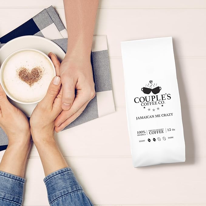 Couple?™s Coffee Ground Coffee | Gives Back to Military Families | Jamaican Me Crazy | Vanilla, Caramel, and Rum Flavored Coffee | Made with 100% Arabica Beans | 12oz bag brews about 34 cups