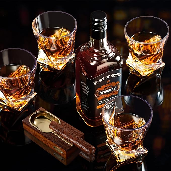 Old Fashioned Whiskey Glasses 10 OZ Rocks Glasses Set of 4, Gift Box - Barware For Bourbon, Scotch, Rum glasses for Men Women