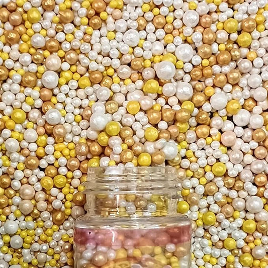 Confect Love Disco Balls Sprinkles Gold and White Edible Sprinkles Mix ??Decorative Sugar Pearls & Disco Balls for Cake, Cupcake, and Cookie Decorating ?밮egan, Gluten-Free, Nut-Free, Soy-Free, Dairy-Free, Palm Oil-Free ??4.2 oz