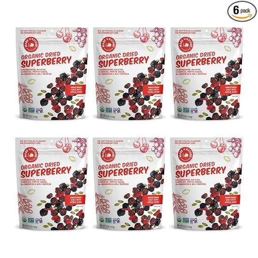 Made In Nature Organic Superberry Fruit Fusion, 5 Ounce (Pack of 6) ??Fruit and Nut Trail Mix, Non-GMO, Unsulfured, Gluten Free