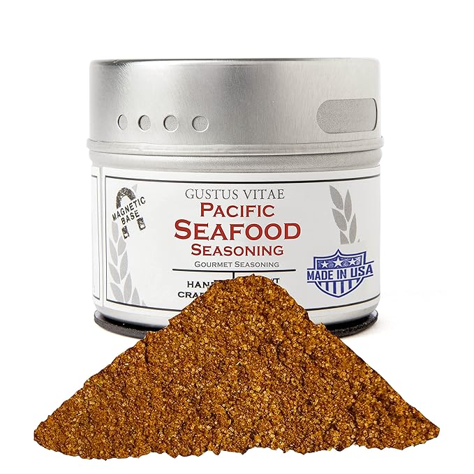 Pacific Seafood Seasoning | Authentic Artisanal Spice Mix | All Natural, Non GMO | Hand Crafted in Small Batches | Sustainably Sourced Spices | Made in USA | Ultra Premium, GLP-1 Friendly | Gourmet Sea Food Seasoning | Magnetic Tin | Gustus Vitae | #25