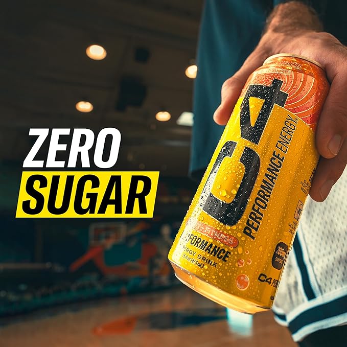 Cellucor C4 Performance Energy Drink | Zero Sugar Carbonated Preworkout Energy | 200mg Caffeine with Beta Alanine | Mango Foxtrot | 16 Fl Oz (12 Pack)