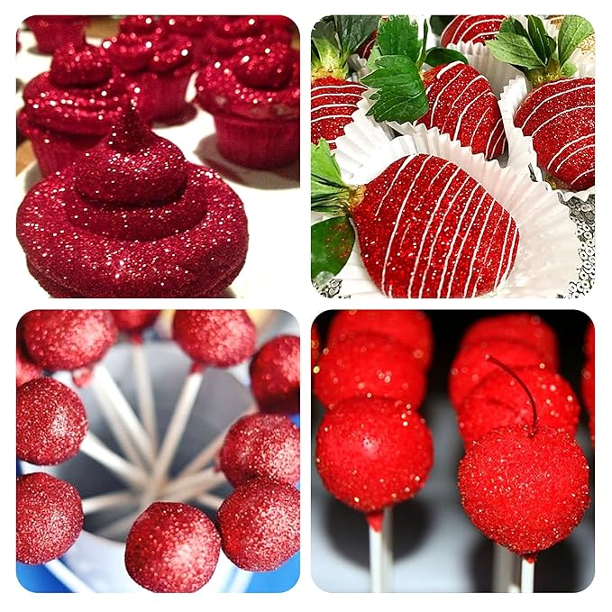 Red Edible Glitter Spray - Herbeklab 15g Edible Glitter for Cakes, Food Grade Metallic Shimmer Powder, Edible Red Spray for Cookie Decorating, Chocolate, Strawberries