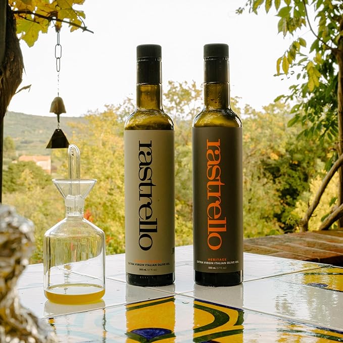 Rastrello Umbrian Heritage Extra Virgin Olive Oil - 500ml, Organic, Cold-Pressed, Hand-Harvested - Leccino & Moraiolo Blend from Umbria, Italy (2 Pack)