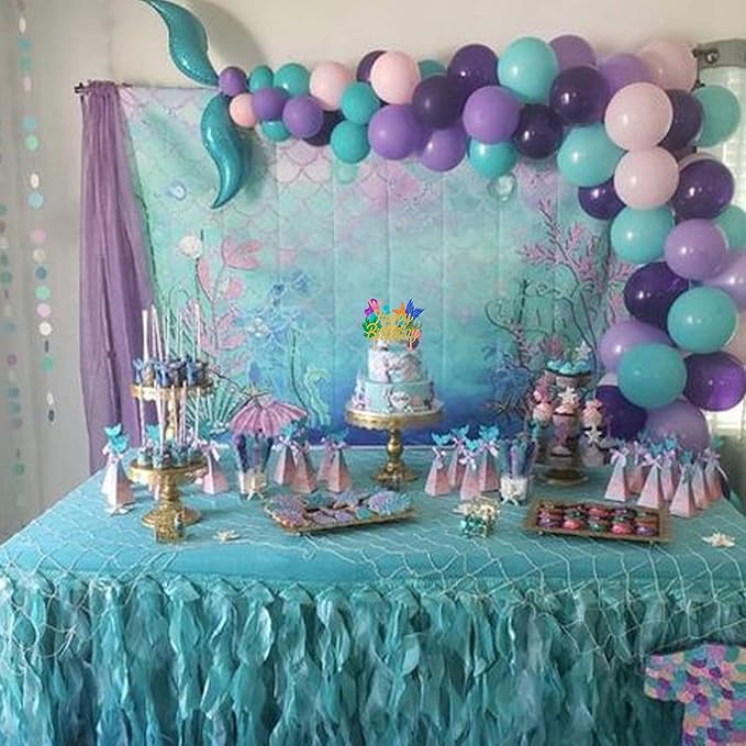 1 Pack Mermaid Cake Topper Happy Birthday Cake Pick Ocean Sea Seahorse Starfish Mermaid Tail Cake Decoration for Summer Baby Shower Kids Birthday Party Supplies Gold
