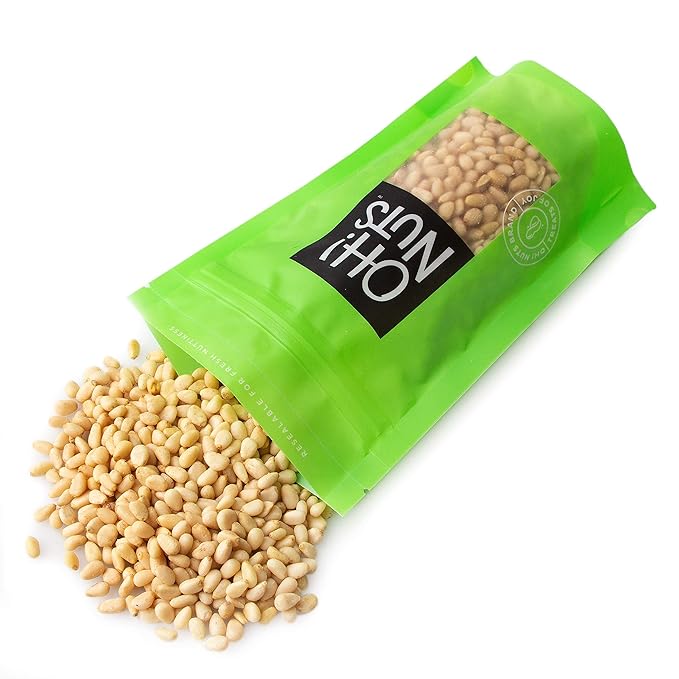 Oh! Nuts Pine Nuts (Pignolias) - Raw - 100% Natural Pine Nuts - 1 lb Bulk Bag - Premium Pignoli Packed with Protein