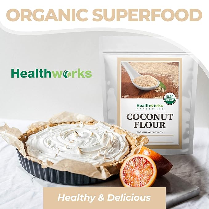 Healthworks Superfoods Organic Coconut Flour - 64 Oz / 4 Lbs - Certified Organic, Unrefined, Raw - Keto, Vegan & Non- GMO - Protein Based Whole Foods - Pancakes, Waffles, Bread & Other Baked Goods