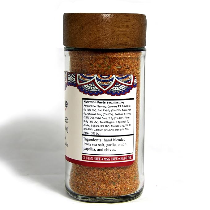 The Grindstone, Salt-Free Chop House Burger Seasoning, Spice mix for Burgers, BBQ, Veggies, Pasta, Grilling, 3 oz. Glass Jar with Sifter, Pack of 2