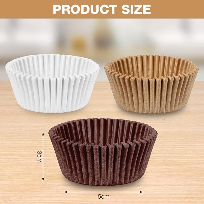 Zonon 1000 Counts Cupcake Liners for Baking Liners Paper Cupcake Wrappers Bulk Cup Cake Cases Muffin Baking Paper Cups for Candy Cooking(Brown White Nature,1.97 Inch-Standard Size)