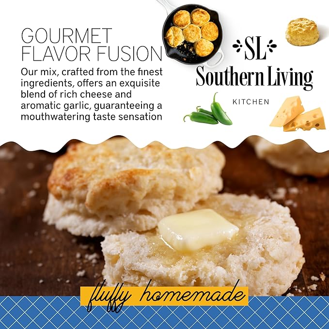 Southern Living Gourmet Jalapeno Cheddar Biscuit Mix, Easy-to-Bake Delight, Dinner Biscuits, Breakfast Biscuits, Baking Mix, Pantry Staple, Makes 10 Biscuits