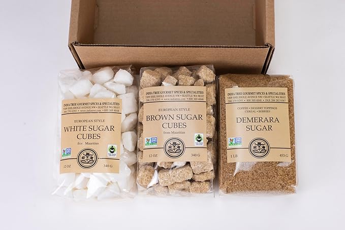 India Tree Coffee & Tea Sugar Variety Pack - White, Brown, and Demerara Sugar