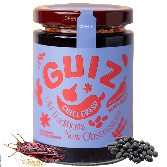 GUIZ Authentic Guizhou Chili Crisp oil, Umami heat, No Preservatives, Non-GMO (Black Fermented Beans, Pack of 1, 8.11 OZ)