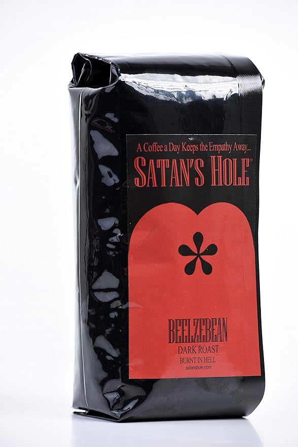Satan???Hole Beelzebean Dark Roast Coffee, Under-World's BEST Coffee, Fair Trade, Organic, 16 Ounce, Ground for Drip, Devilishly Delicious, Unscrupulously Dark, Wake the Hell up!