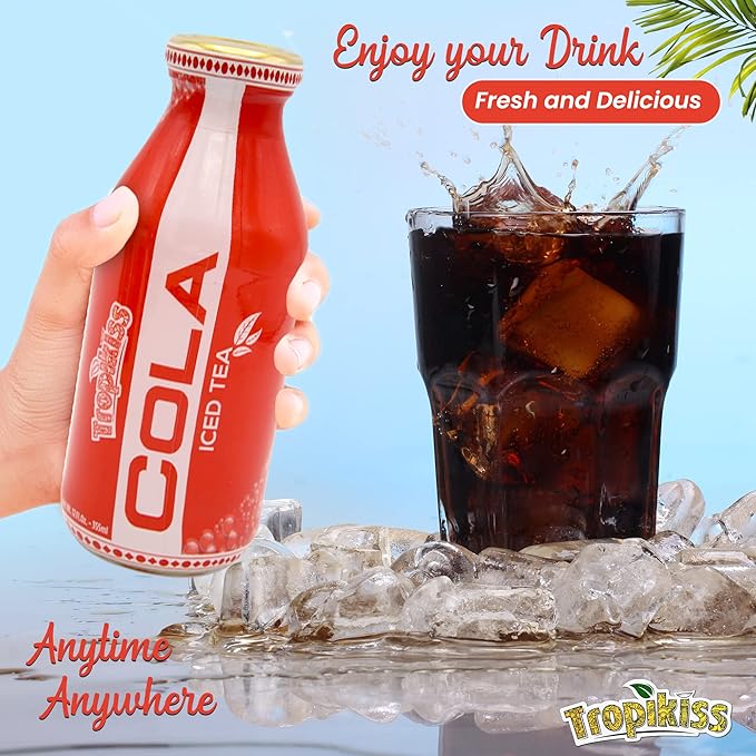 Tropikiss 12-Pack Cola Iced Tea – Antioxidant-Rich Refreshing Drink | Natural Bottled Ice Tea | Healthy & Flavorful Beverage