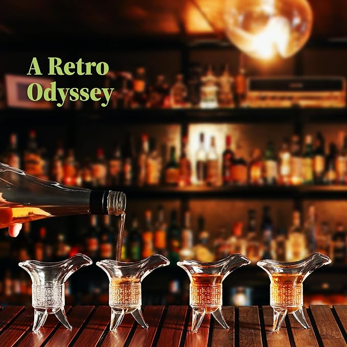 Soju Tequila Shot Glasses (Set of 4) – Retro Emperor Style Shot Glass - Soju Whiskey Tequila Baijiu - Perfect for Parties, Bars, Events, Home Bar