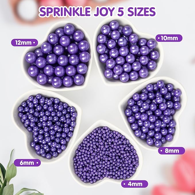 Edible Purple Pearl Sprinkles for Cake Decorating,Halloween Pearls Sugar Sprinkle,130g/4.58oz Mix Size,Baking Edible Cake Decorations Candy,Cupcake Toppers,Cookie Decorating Donuts Ice Cream Toppings,Party Supplies