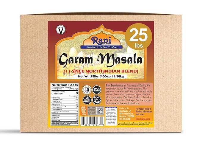 Rani Garam Masala Indian 11-Spice Blend 400oz (25lbs) 11.36kg Bulk Box ~ All Natural, Salt-Free | Vegan | No Colors | Gluten Friendly | NON-GMO | Indian Origin