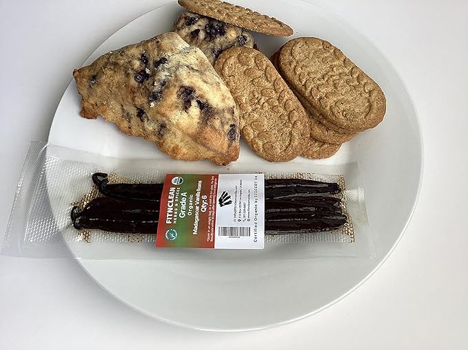 6 Organic Vanilla Beans Madagascar Grade A for Extract, Cooking and Baking by FITNCLEAN VANILLA| Certified USDA Organic. 6"-7.5" Bourbon Fresh Gourmet NON-GMO Whole Pods.