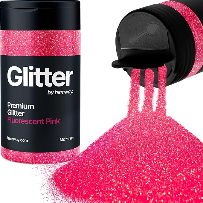 Hemway Premium Glitter Shaker - Fluorescent Pink | 125g Microfine Metallic Flake Sequins for Resin & Epoxy Crafts | Craft Supplies for Tumblers, Festival, Art