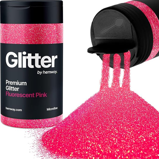 Hemway Premium Glitter Shaker - Fluorescent Pink | 125g Microfine Metallic Flake Sequins for Resin & Epoxy Crafts | Craft Supplies for Tumblers, Festival, Art