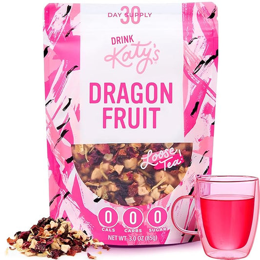 Katy?™s Dragonfruit Loose Leaf Tea | Hydrating & Fruity Herbal Tea | Hibiscus, Dragonfruit & Pineapple | Caffeine-Free Fruit Tea | 30+ Cups | Hot or Iced | Antioxidant-Rich | Woman-Owned | 3oz Pouch
