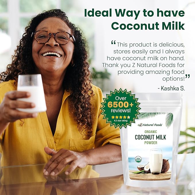 Z Natural Foods Organic Coconut Milk Powder - All-Natural Vegan Dairy-Free Alternative with MCTs - Unsweetened Coconut Creamer for Coffee & Smoothies - Gluten-Free, Non-GMO, 33 lbs