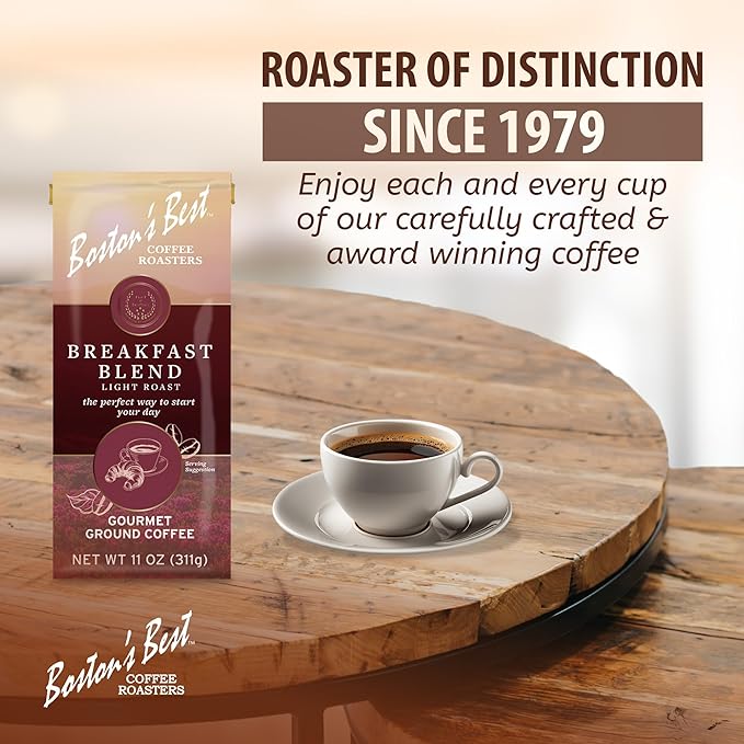 Boston???Best Coffee - Smooth Light-Roast Breakfast Blend Gourmet Premium Ground Coffee, 11 oz. / 311 g Bag