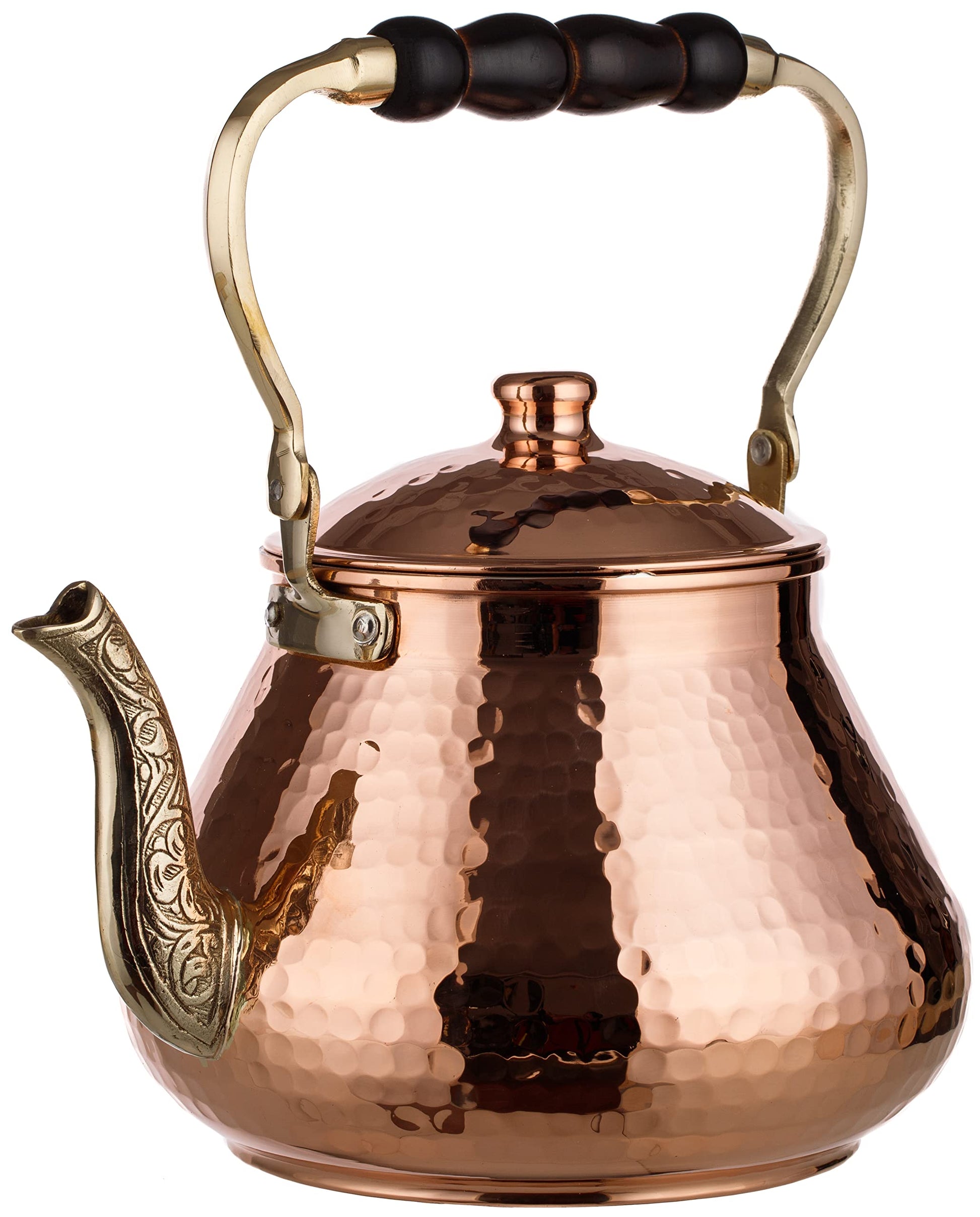 DEMMEX Large Copper Teapot, 1mm Thick, Hammered, Handcrafted in Turkey, 3 Quarts (2.8L)
