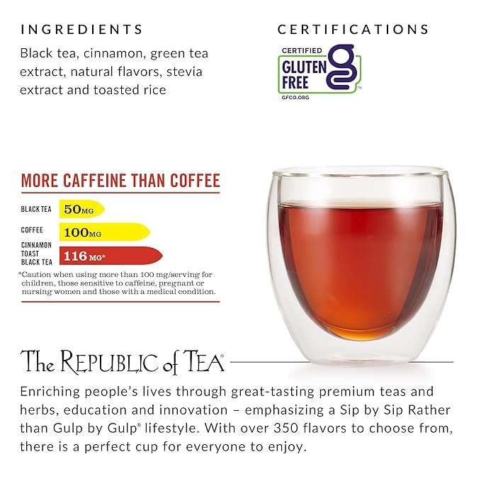 The Republic of Tea ??HiCAF Cinnamon Toast Black Tea, 50 Tea Bags, High in Caffeine