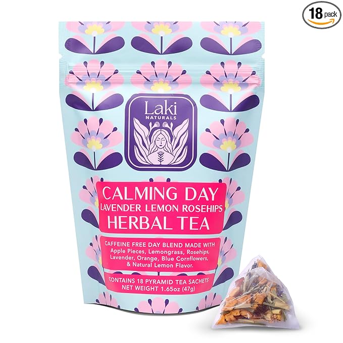 Calming Day Herbal Tea (1.65 oz, Pack of 18 Tea Bags) ??Relaxing Caffeine-Free Tea with Lavender
