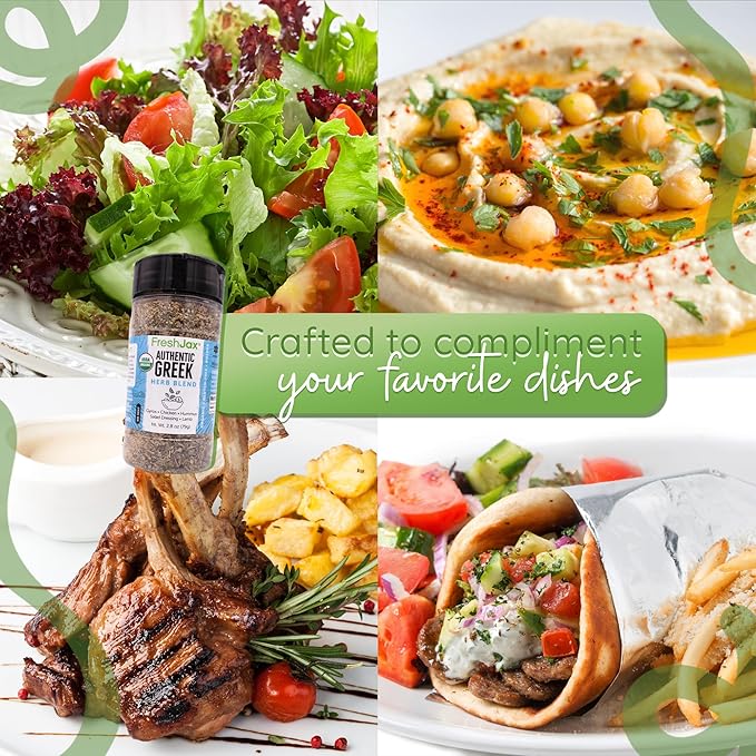 FreshJax® Organic Greek Seasoning – 2.8 oz | Mediterranean Herb & Spice Blend for Cooking, Lamb, Chicken, Gyros, Veggies & Grilling | Non-GMO, Gluten-Free, Keto, Paleo