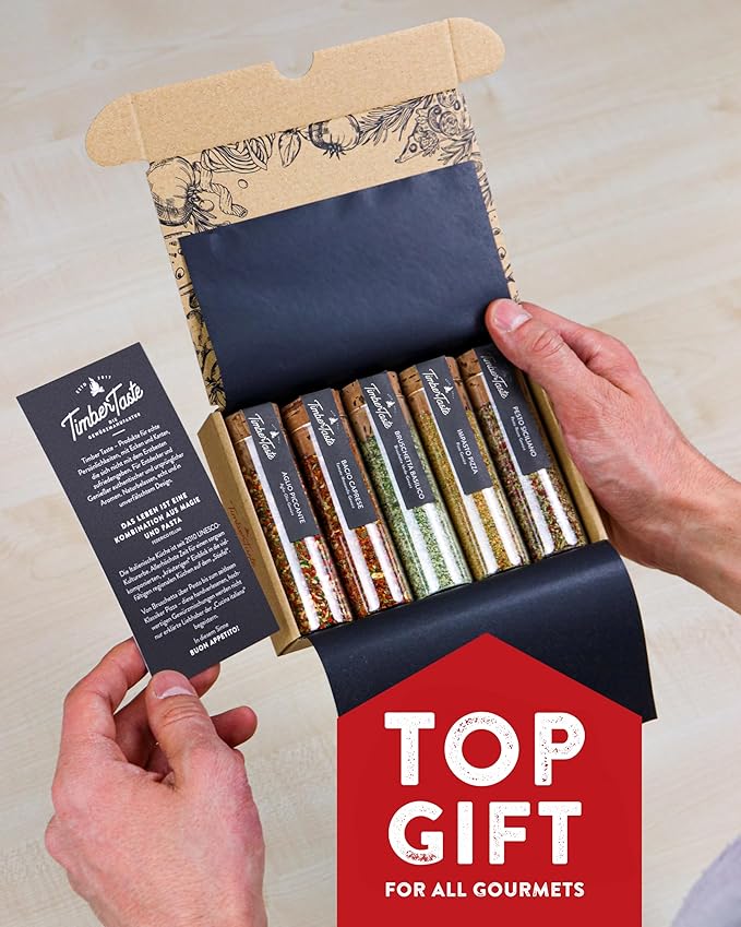 TIMBER TASTE® Italian Spice Gift Set - Gourmet Flavors of Italy - Italian Spices & Seasonings Set for Men & Women - Gifting for Men's Birthdays - Dad Birthday Gifting Ideas