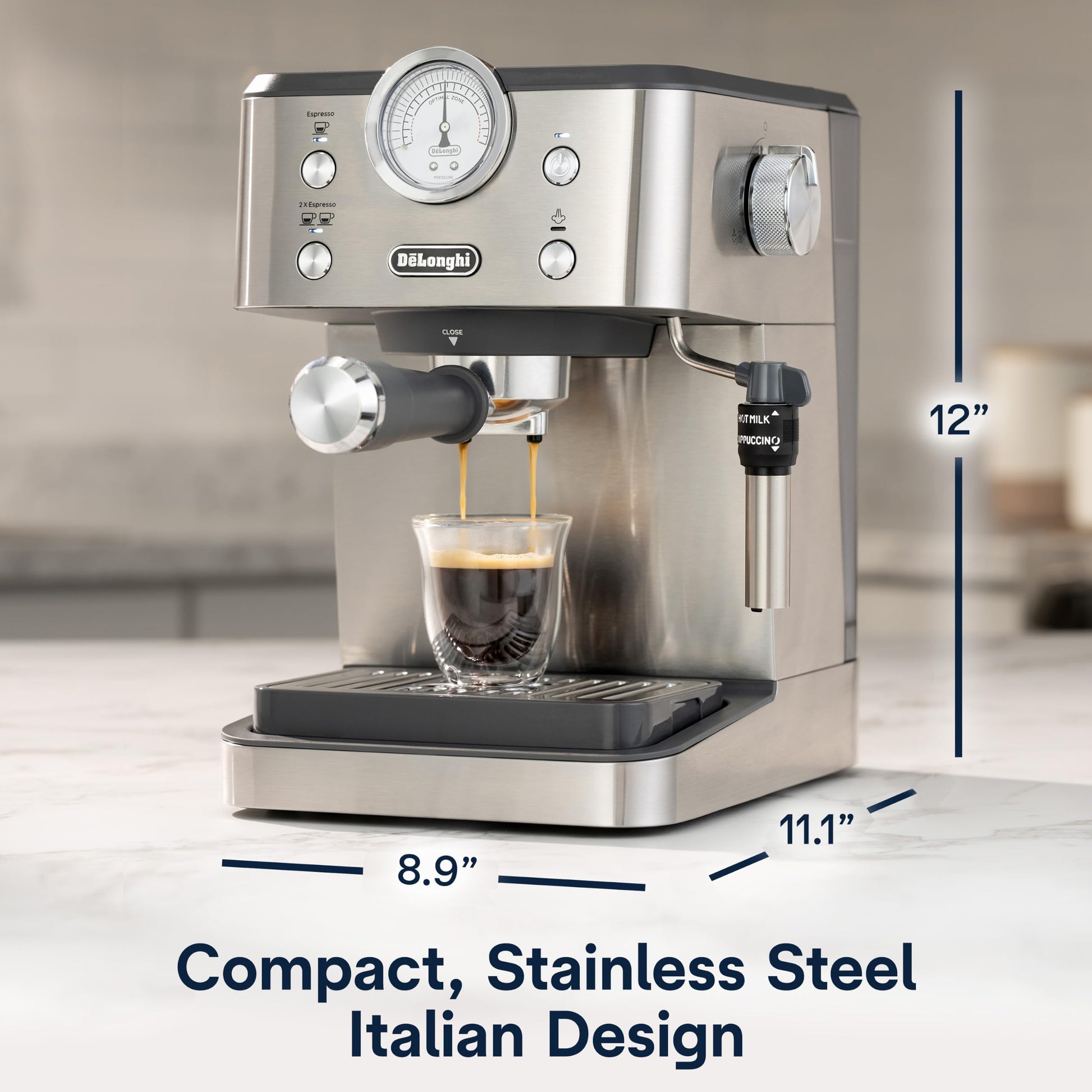 De'Longhi Classic Signature Espresso Machine, Adjustable Milk Frother