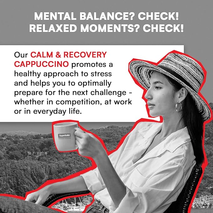 Calm & Recovery (11 servings) - Instant Coffee - 100% caffeine-free with Ashwagandha & Magnesium - Superfood Cappuccino by Superitalia - official partner of Hyrox - Made in Italy