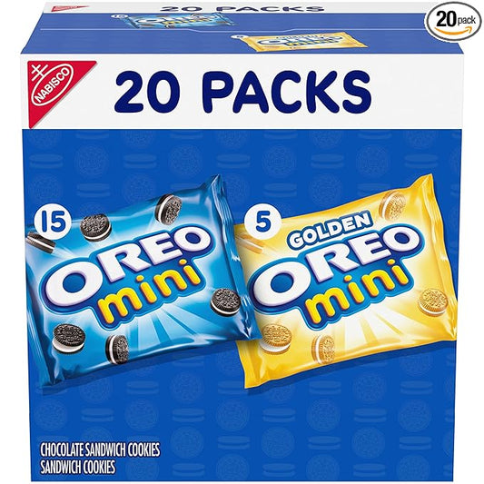 OREO Mini Mix Sandwich Cookies Variety Pack, 20 Snack Packs