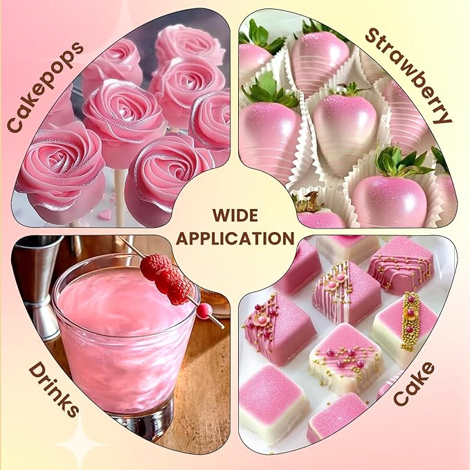 Shimmer Pink Edible Glitter Spray, 5g Food Grade, Edible Glitter for Drinks, Cocktails, Luster Dust for Cake Decorating, Cupcake, Baking, Chocolate, Strawberry