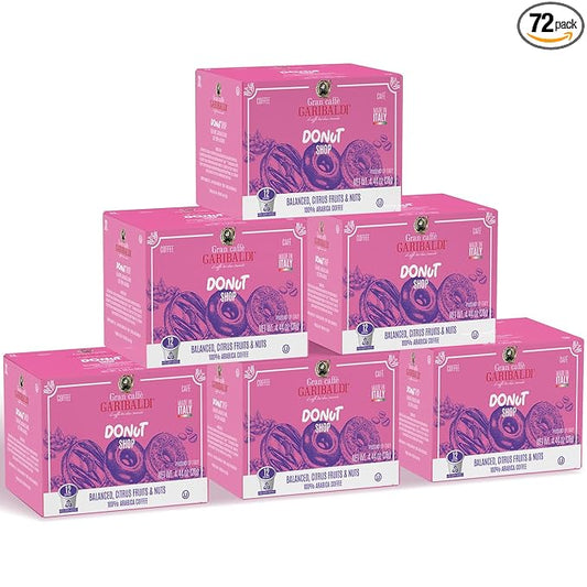 Caffè Garibaldi Donut Shop Coffee Pods, Single-Serve Capsules for Keurig K-Cup Brewers, Single Serve Cups with 100% Arabica Blend, 72 Count Recyclable Coffee Pods - Light Roast