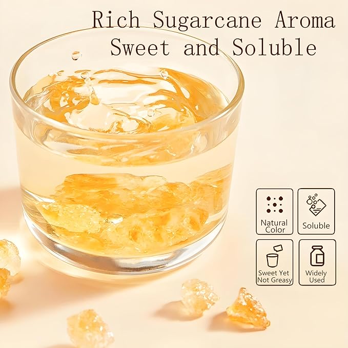 Yellow Rock Sugar Natural Organic 17.64 Oz Traditional Sugar- Essential For Baking/Drinking/Cooking Rock Sugar For Tea