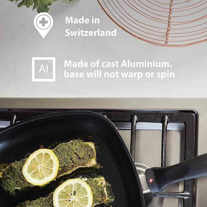 Swiss Diamond 8" 2.3Qt Casserole Pan HD Nonstick Diamond Coated Aluminum Casserole Pan Includes Lid PFOA Free Dishwasher/Oven Safe Casserole Pan Grey??,<div>