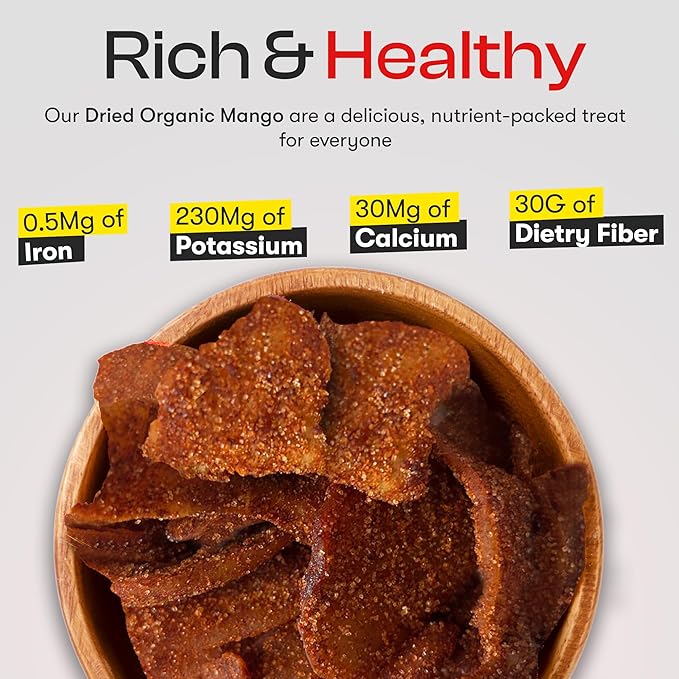 Dried Mango Slices - Delicious Texture Soft & Juicy Low Sugar Added Dried Mango - Naturally Ripened Mangos Dried Fruits - Gluten Free Dry Mangoes Natural Source of Vitamin C, Fiber, (8 oz chili)