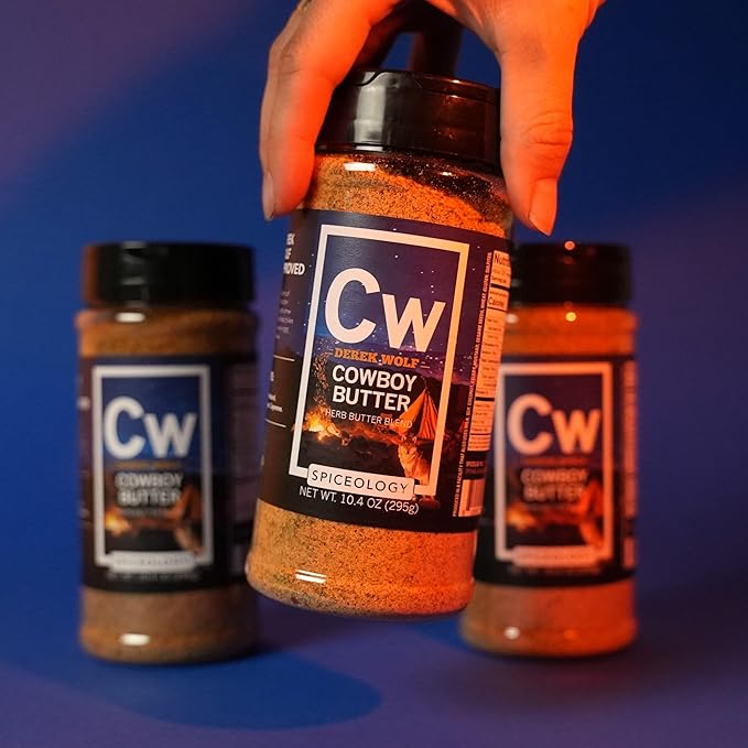 Spiceology – Derek Wolf Cowboy Butter Seasoning – Bold & Buttery Blend with Garlic, Smoked Paprika & Mustard – Perfect for Beef Brisket, Pork Chops, Chicken Thighs & Steak – 10.4 oz