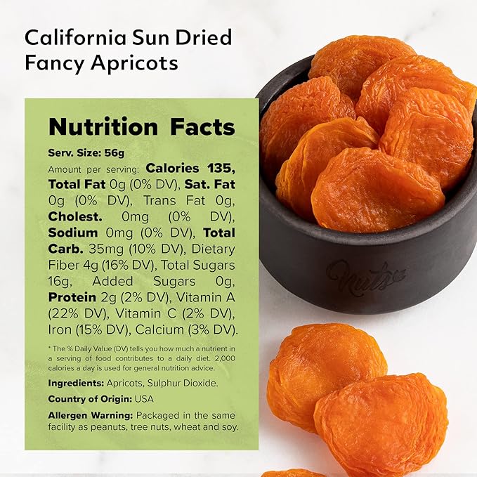 NUTS U.S. - California Sun Dried Fancy Apricots | Juicy and Tangy Flavor | No Sugar or Color Added | Gluten Free and NON-GMO | Apricots In Resealable Bags (2 LBS)