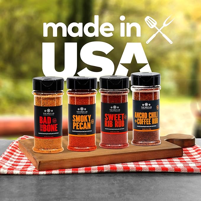 The Spice Lab BBQ Barbecue Spices and Seasonings Set - Ultimate Grilling Accessories Set - Gift Kit for Barbecues, Grilling, and Smoking - Great Gift for Men or Gift for Dad Made in the USA