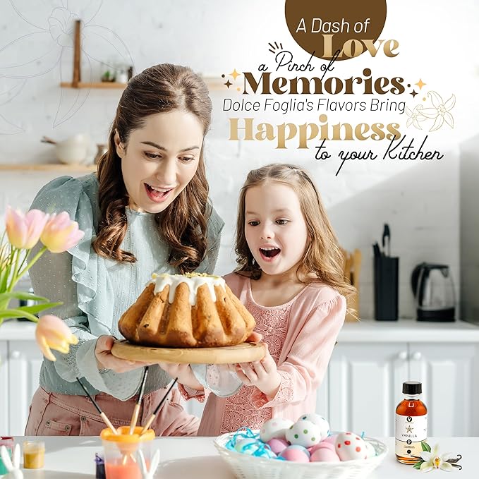 Dolce Flav Vanilla Extract ??2 Ounce Water-Soluble Kosher, Sugar-Free, Concentrated Vanilla Flavoring for Baking, Cookies & Desserts, Includes Measured Dropper