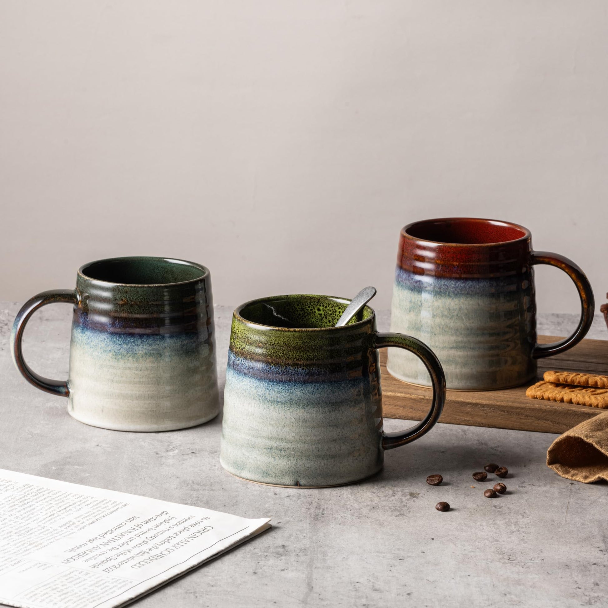 TaoTaojarvie 15.5oz Large Heavyweight Ceramic Mug, Reactive (Light Green)